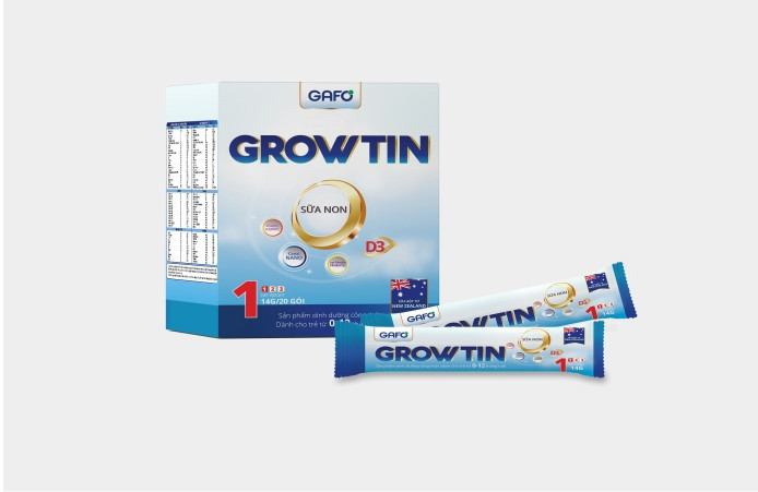 GROWTIN 1: Sản phẩm dinh dưỡng công thức dành cho trẻ 0-12 tháng tuổi (Túi giấy 14g/túi/20 túi)